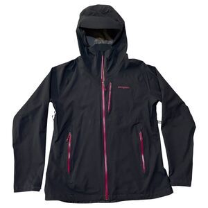 Patagonia Women’s Stretch Rainshadow Jacket XL Black H2No Waterproof Hooded Pink